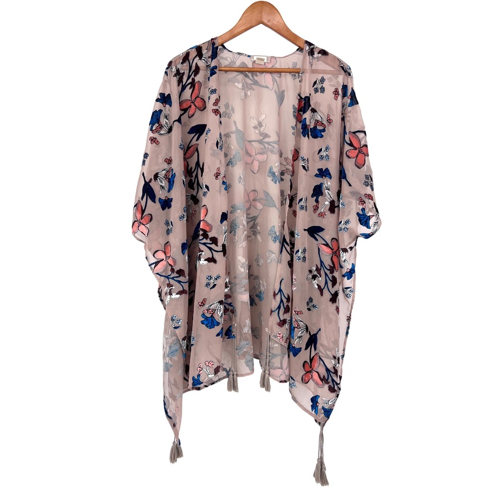 Floral Burnout Velvet Kimono Boho Sheer Japna Womens XL